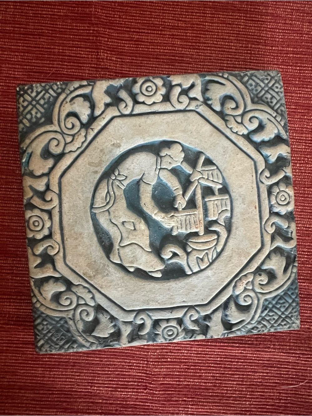 Moravian Tile Works Gray & Blue Candlemaker Tile Bucks County Pa